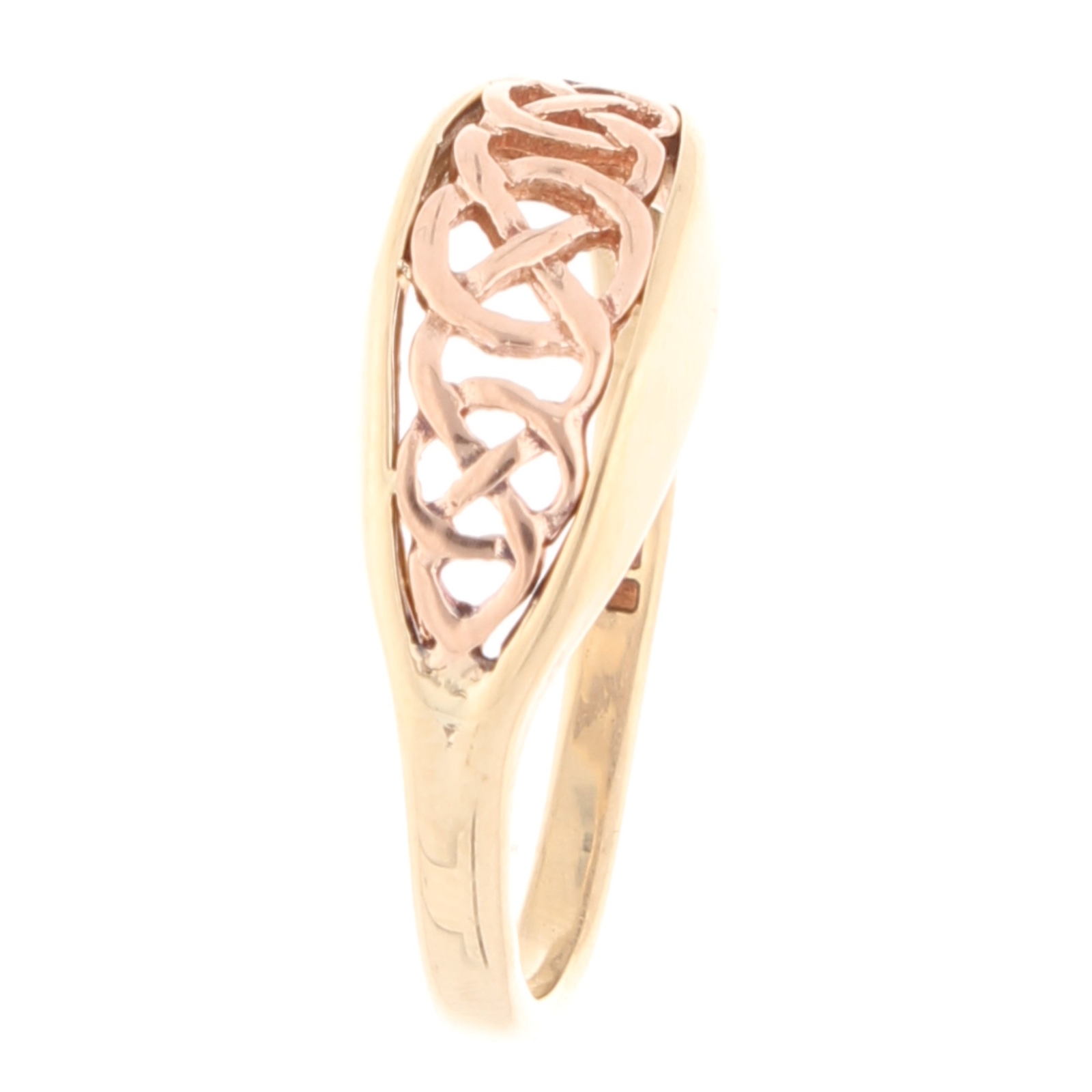 9Carat Yellow & Rose Gold Celtic Ring (Size O) 7.5mm Widest
