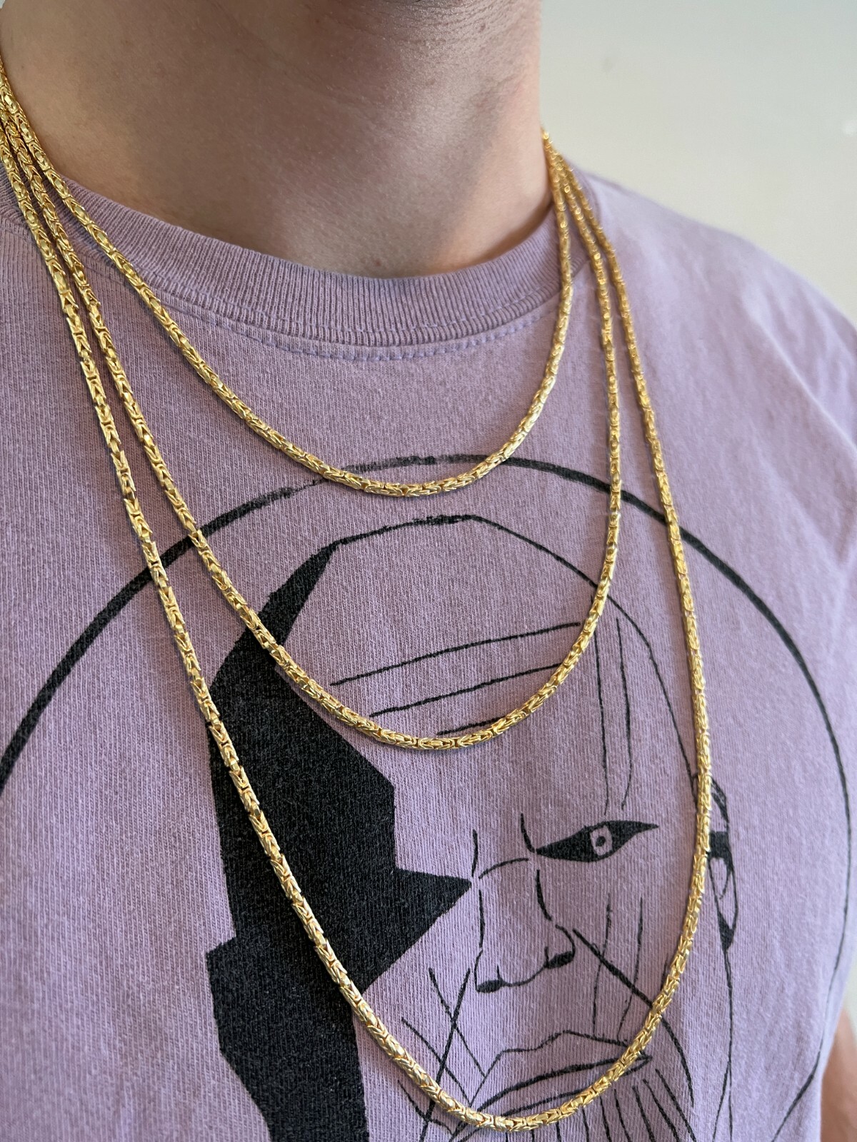 Real 14k Gold Plated Over 925 Silver Byzantine Rope Chain Necklace 2mm 16-30″