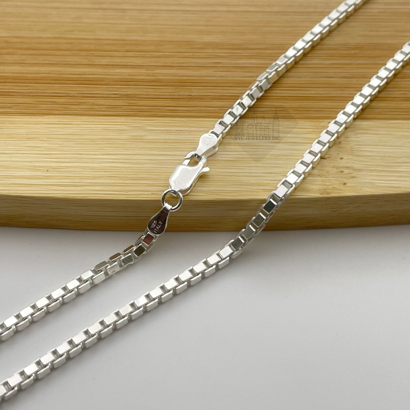 Italian Solid Sterling Silver Box Link Chain Necklace Thick 925 Silver Chain 3MM