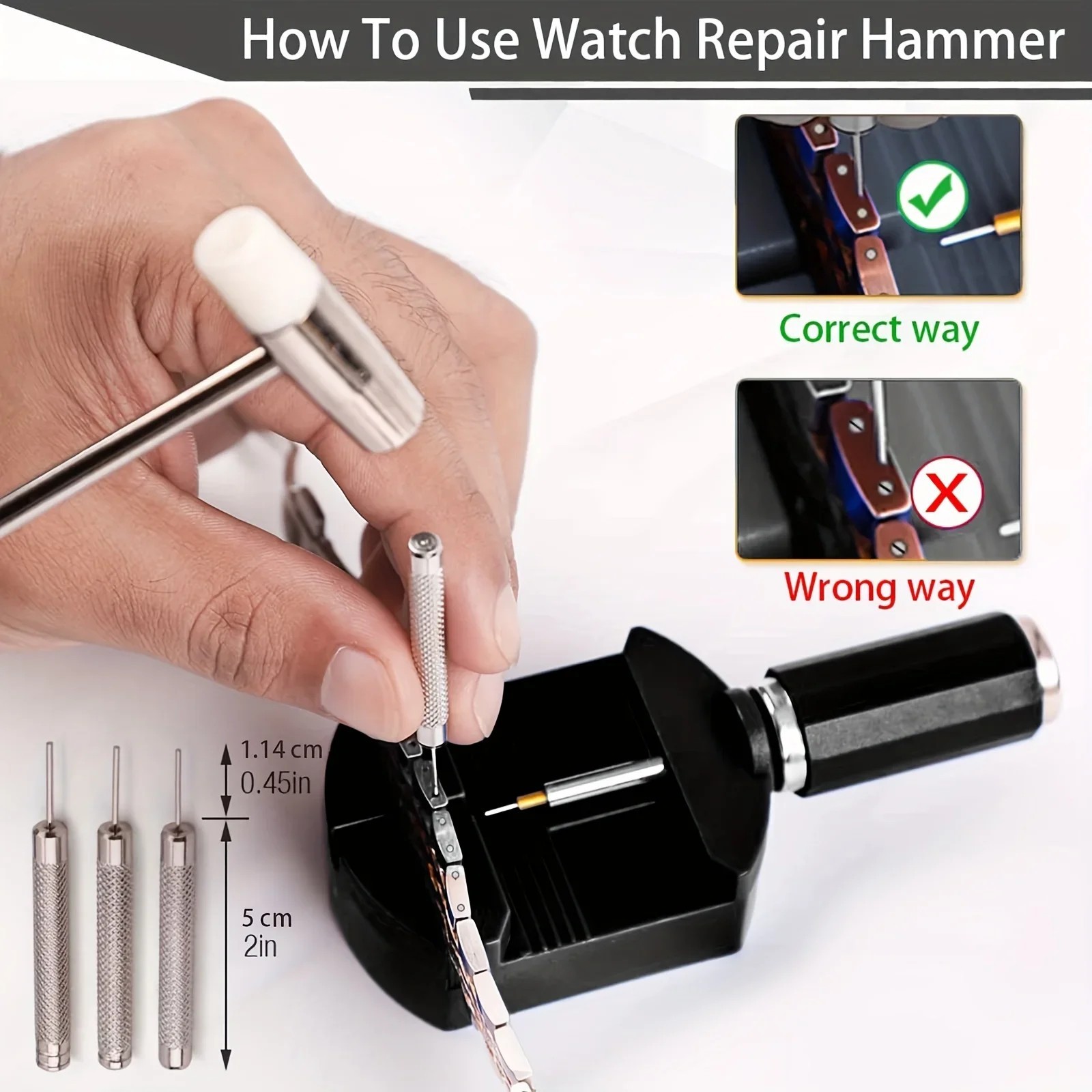Metal Adjustable Watch Band Strap Bracelet Link Pin Remover Repair Tool Kit US