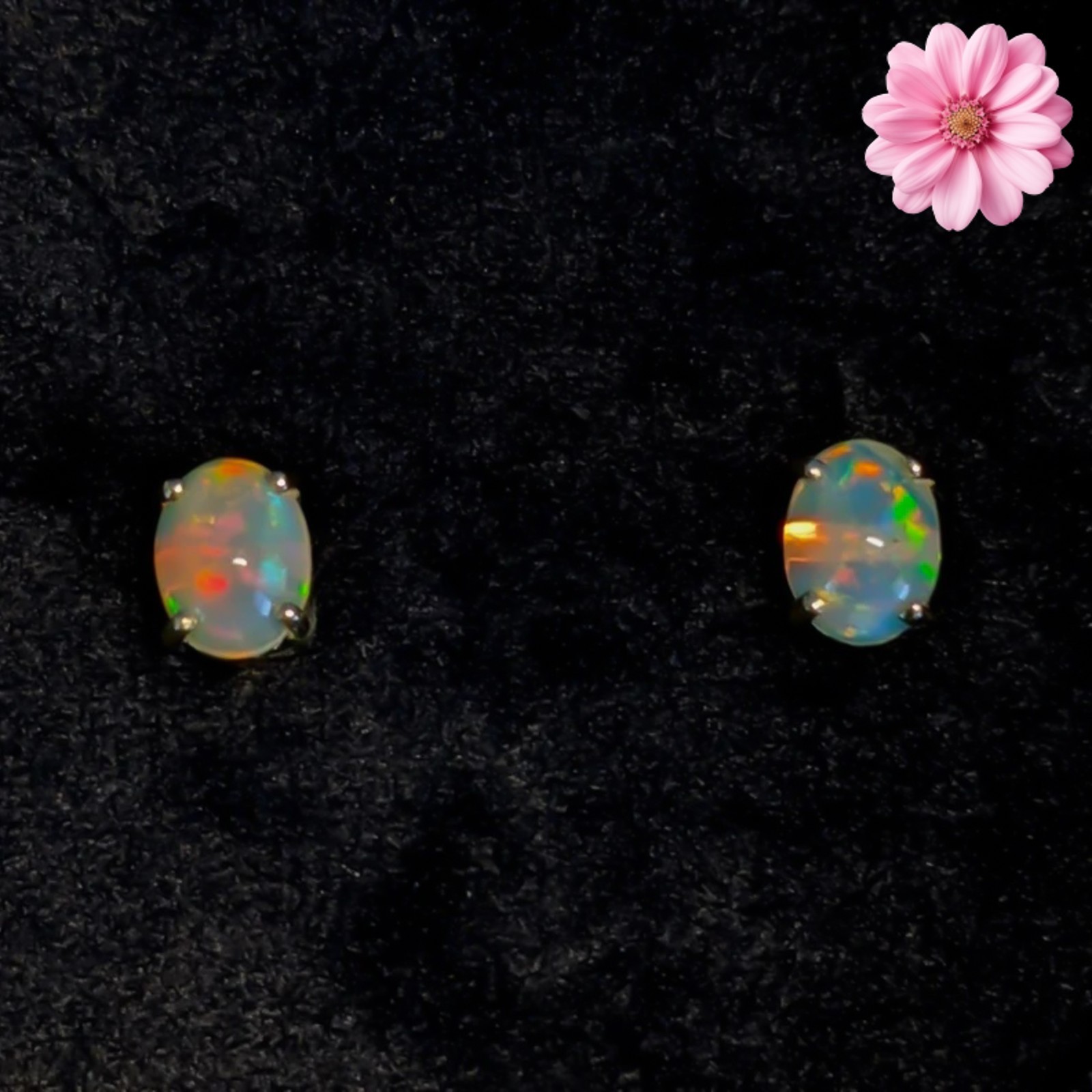 100% Original Fire Opal Oval Gemstone 925 Sterling Silver Women Stud Earrings