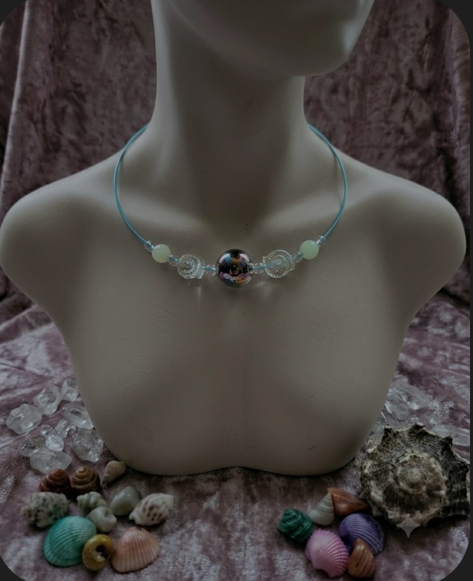 BigTimeRockShow Sea Treasure Iridescent Orb & Glass Nautilus Glow In The Dark
