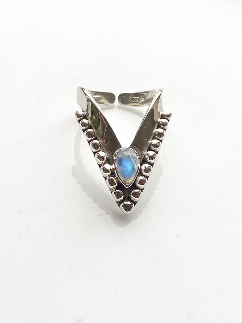 Moonstone Chevron Ring925 Sterling Silver Band &Statement Handmade Ring All size
