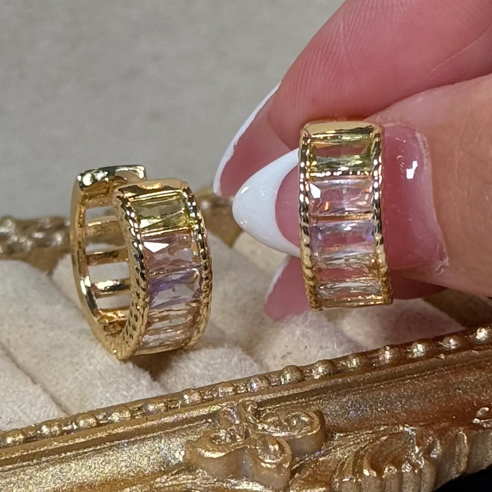 Tricolor Crystal small hoops Style 5