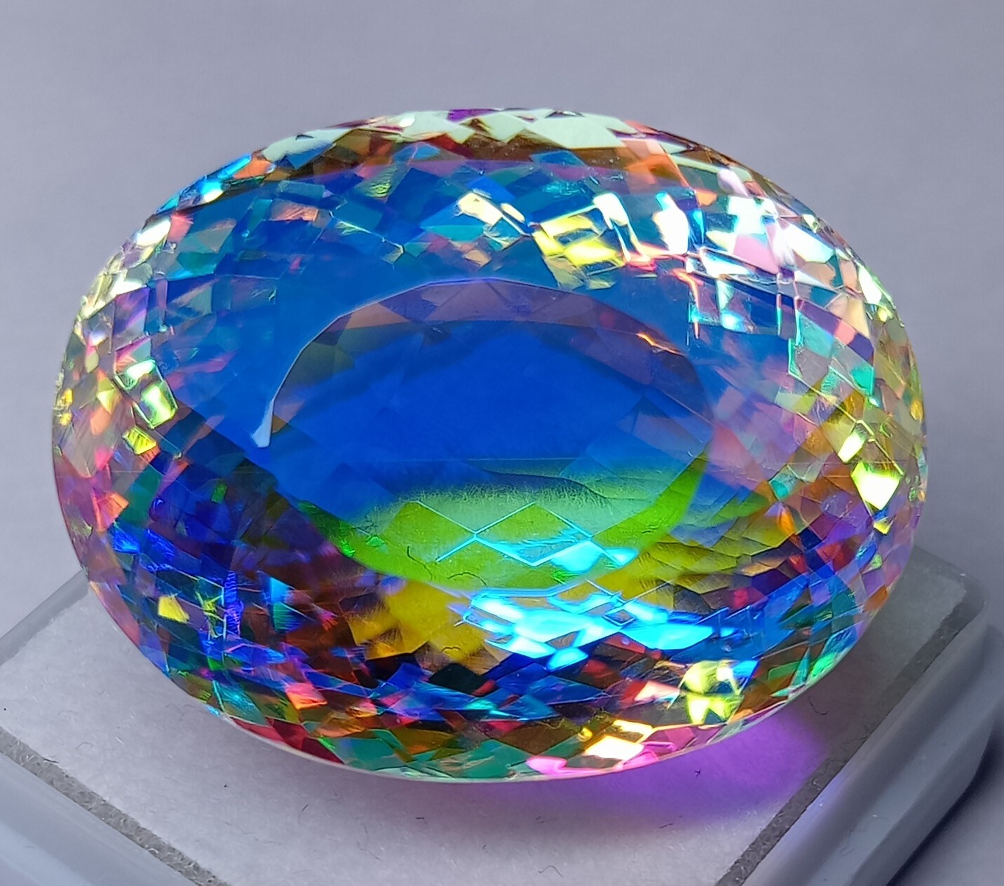 Mystic Topaz Natural Rainbow Certified Oval Cut 61.50Ct Loose Gemstone AAA