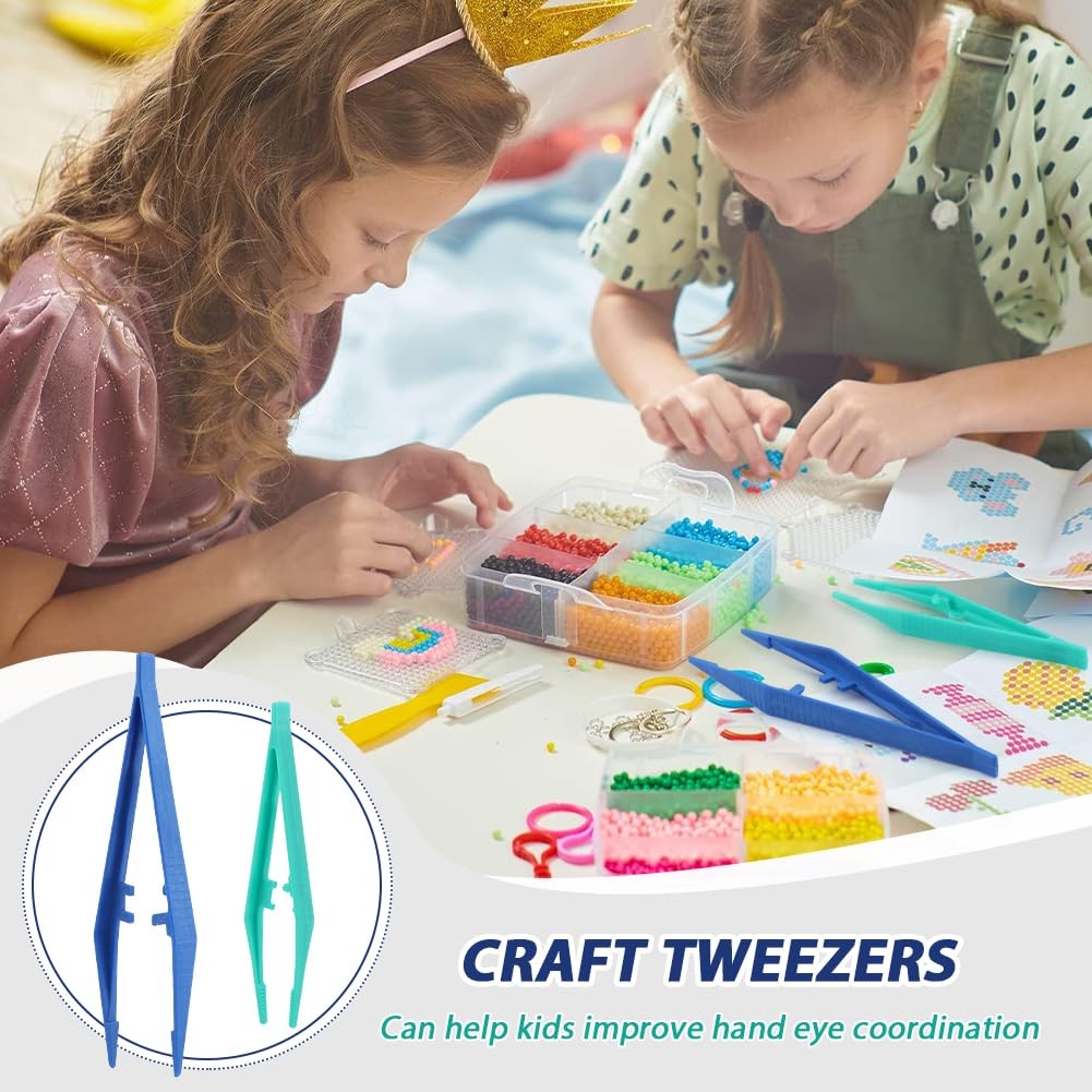 50pcs Plastic Tweezer Bead Tweezers for Kids Craft 50 pcs, As Picture Show