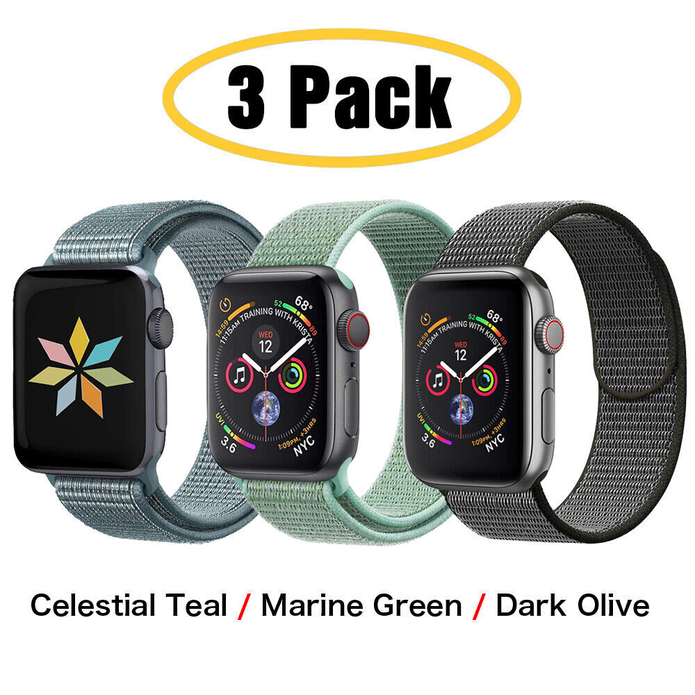 3 PACK Nylon Sport Band Strap For Apple Watch Series 10 9 8 7 6 5 4 SE 38/49mm
