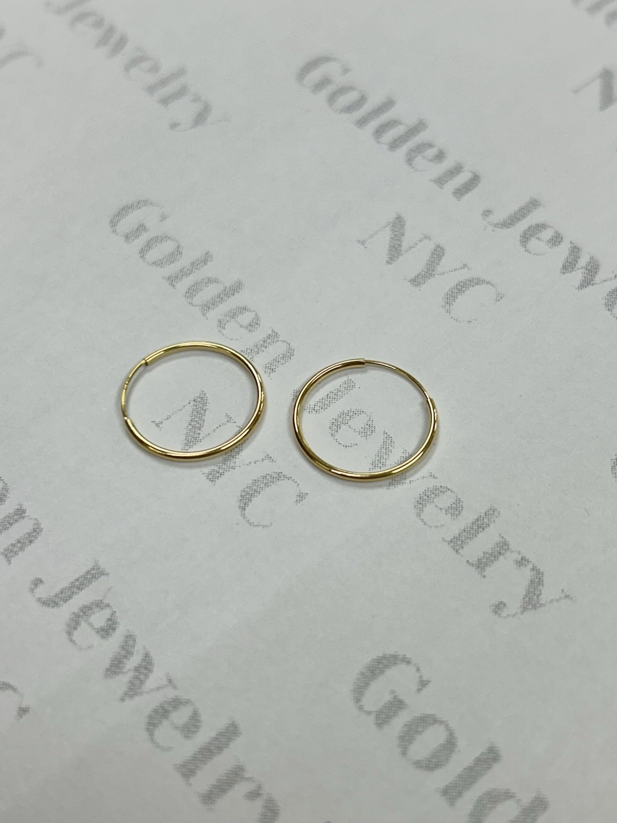 14K Yellow Gold Endless Hoops Earrings 15mm