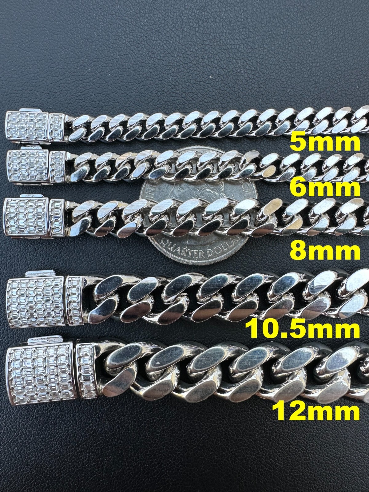 Baguette MOISSANITE Real Miami Cuban Link Chain Necklace Or Bracelet 925 Silver