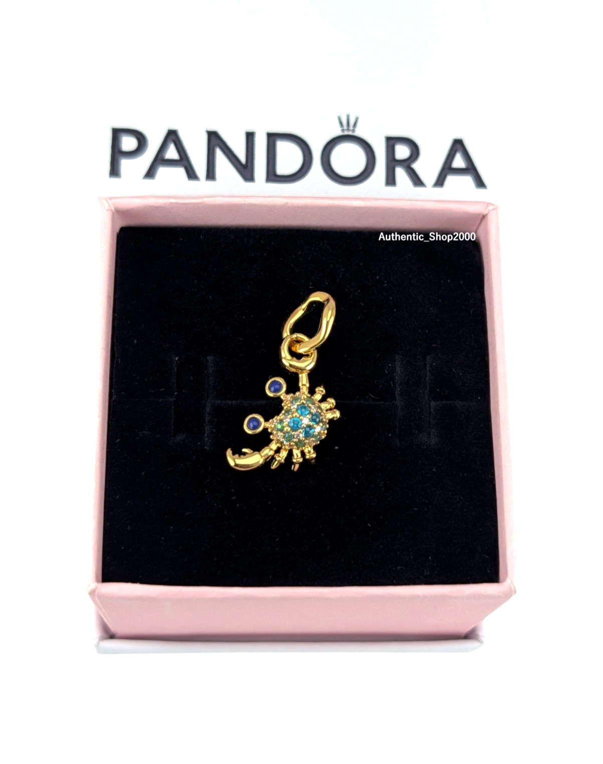 New 100% Authentic PANDORA 14k Gold Plated Blue Crab Dangle Charm 764684C01