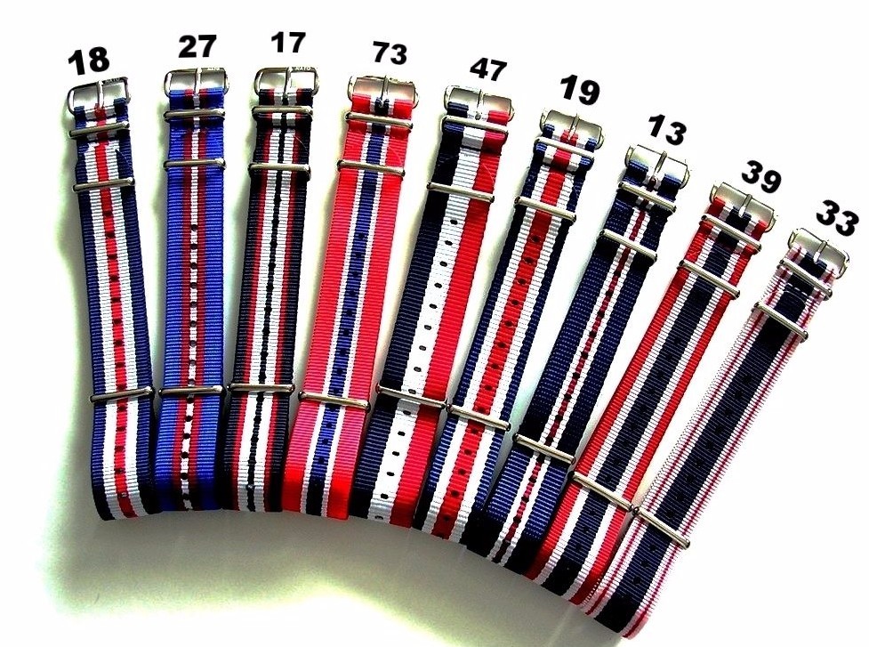 NATO G10 ® Red White Blue Stripe Ballistic Nylon watch band strap USA bond RAF