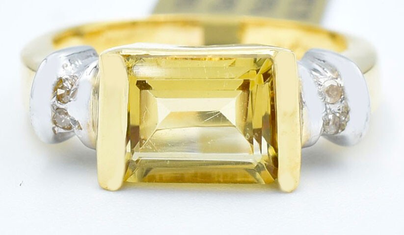 GENUINE 3.68 Cts YELLOW TOPAZ & DIAMONDS RING 10K GOLD – Free Certificate – NWT