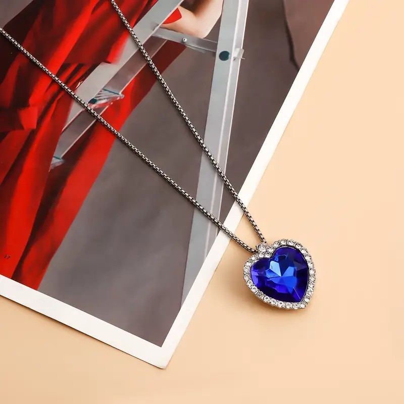 Blue Titanic Heart of the Ocean Crystal Pendant Necklace Rhinestone Jewelry