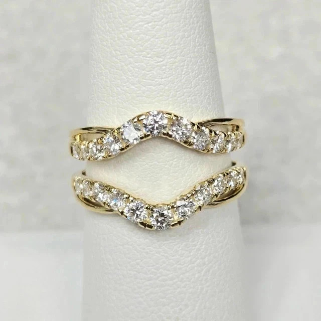2.00Ct Lab Created Moissanite Enhancer Wedding Guard Ring 14K Yellow Gold Plated