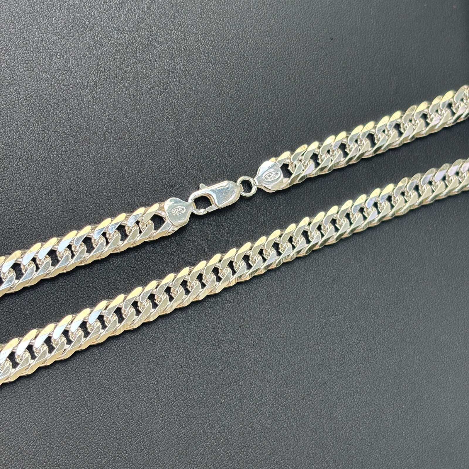10mm Double Curb Link Chain Necklace – Solid 925 Sterling Silver MADE IN ITALY