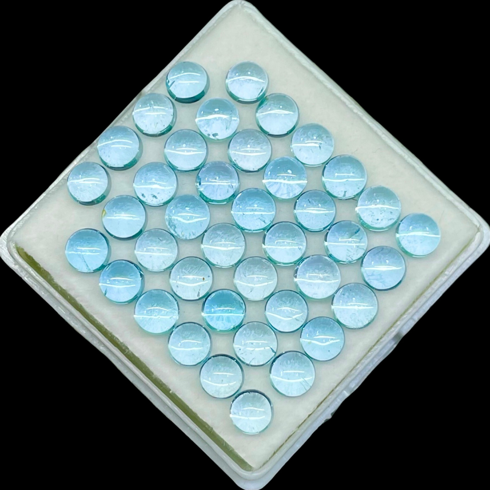 40 Pcs Natural Sky Blue Topaz 4.7-5mm Round Shape Loose Cabochon Gemstones Lot
