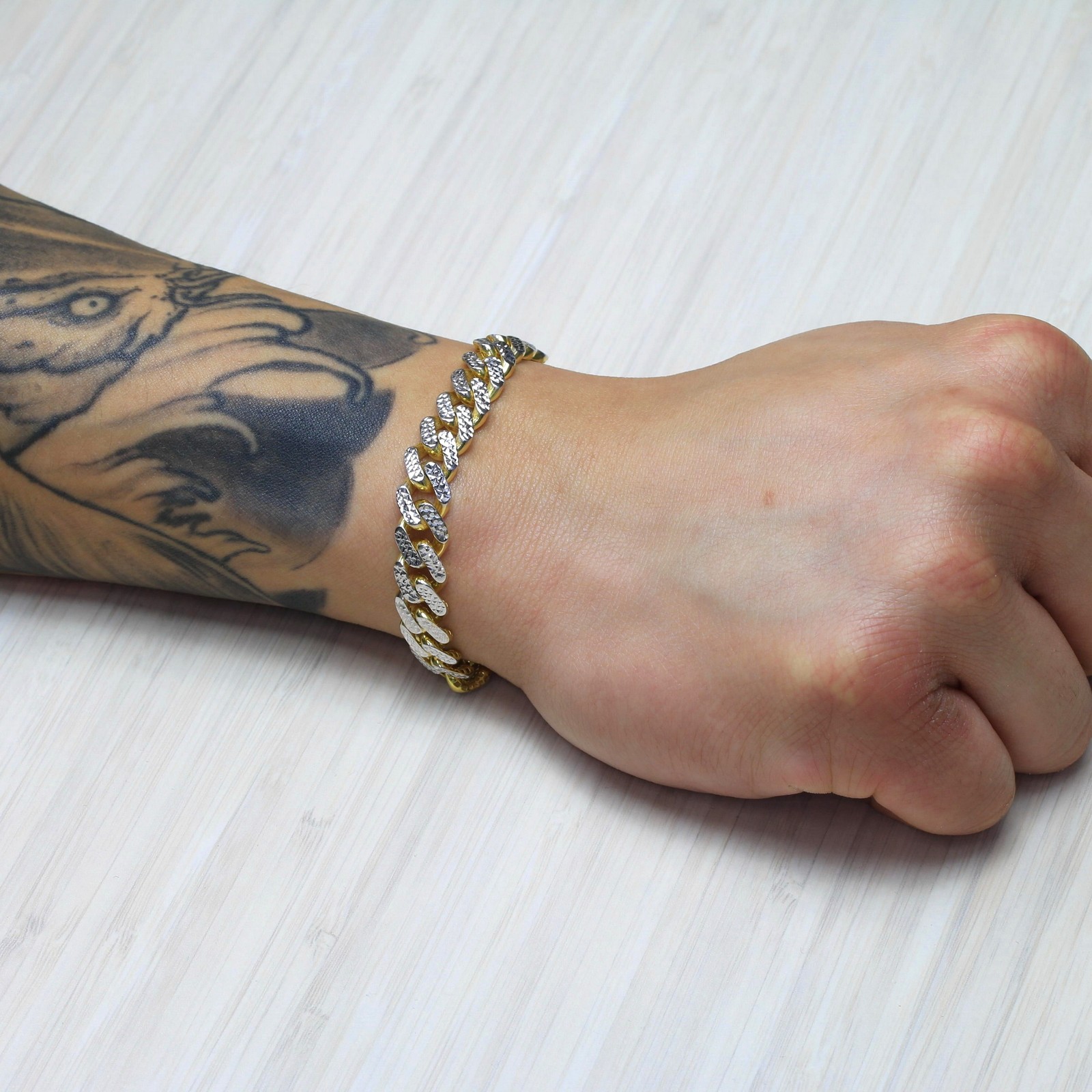 10K Yellow Gold Miami Cuban 9mm Monaco Diamond Cut Pave Chain Bracelet 7″- 9″