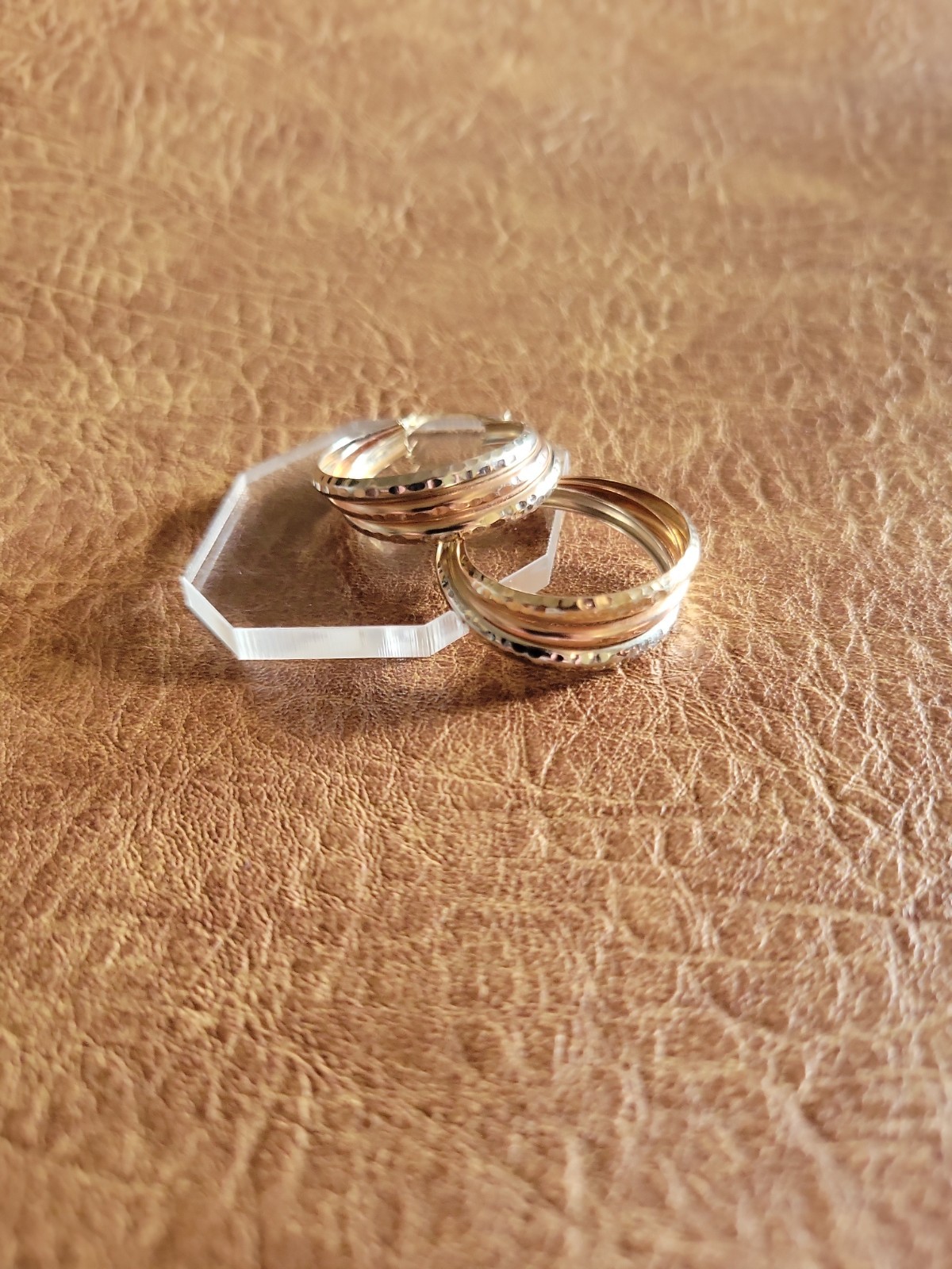 10K Solid Tri Color Gold Triple Crossover Hoop Earrings | 2.38 Grams