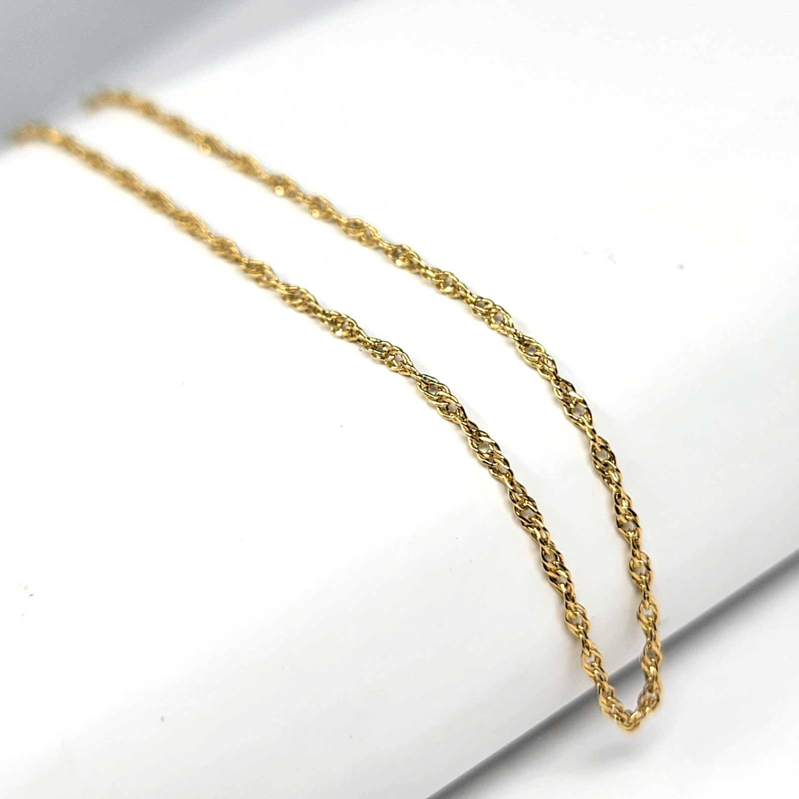 Vintage 12K Gold Filled Singapore Chain Bracelet 8″ 1/20 14k GF Spring Ring NOS