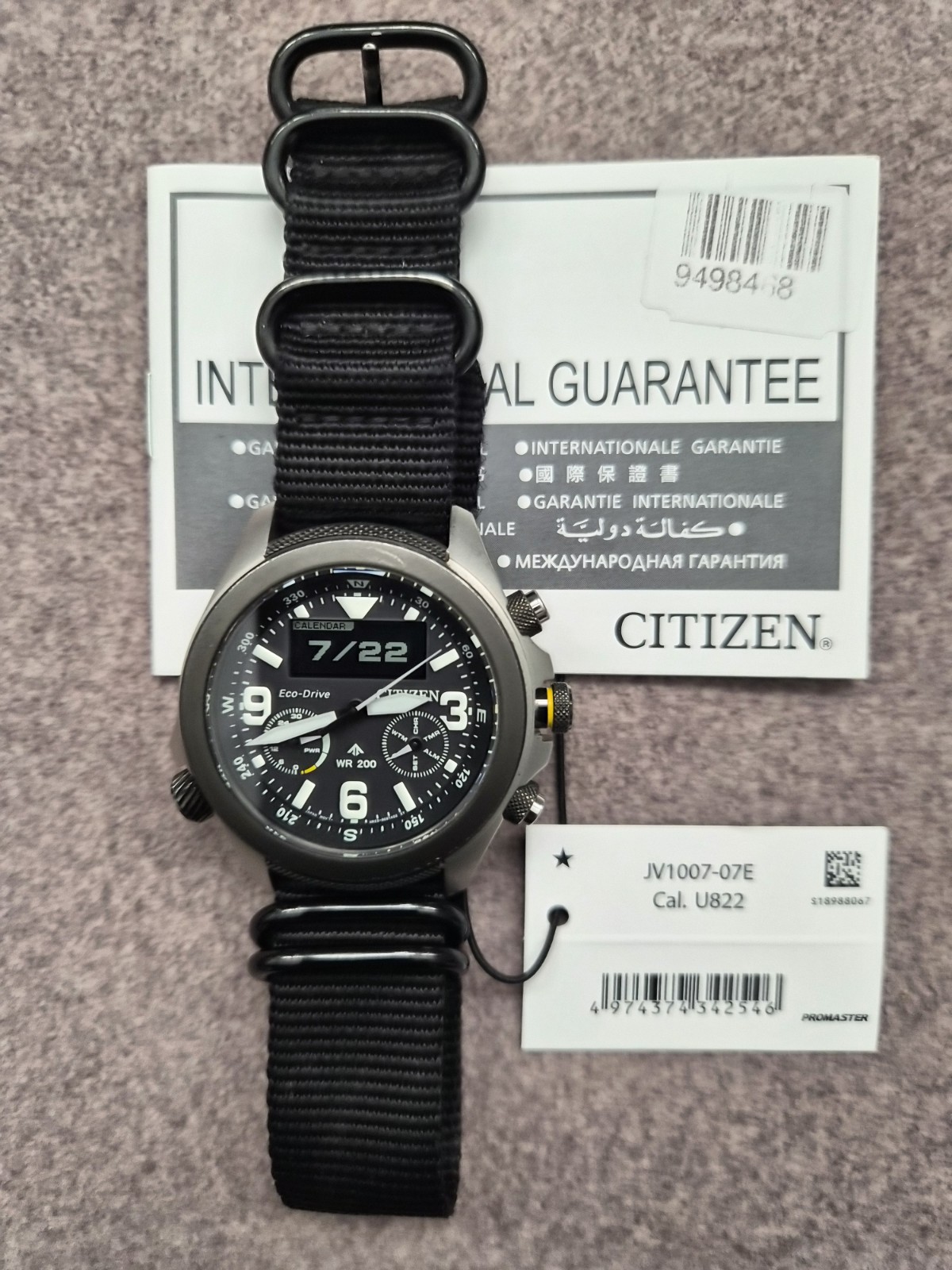 Unused CITIZEN PROMASTER LAND JV1007-07E Black Eco-drive Men’s Watch in Box