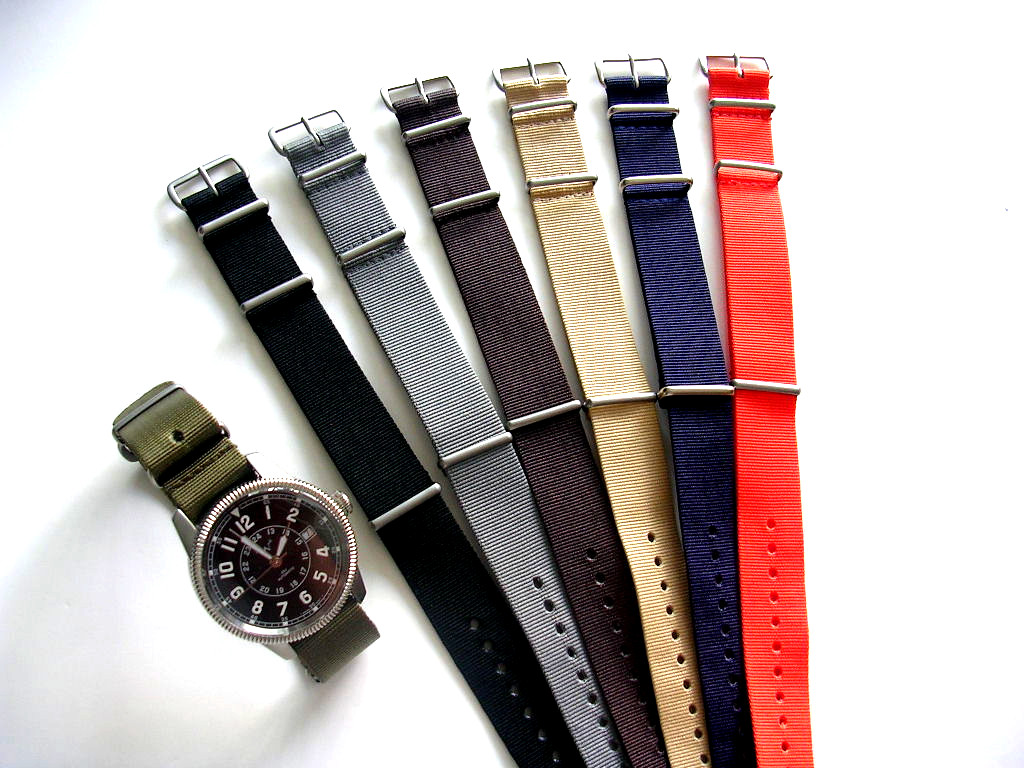 NATO ® strap watch band 20mm Brown g10 Nylon military RAF stitched Bonded IW usa