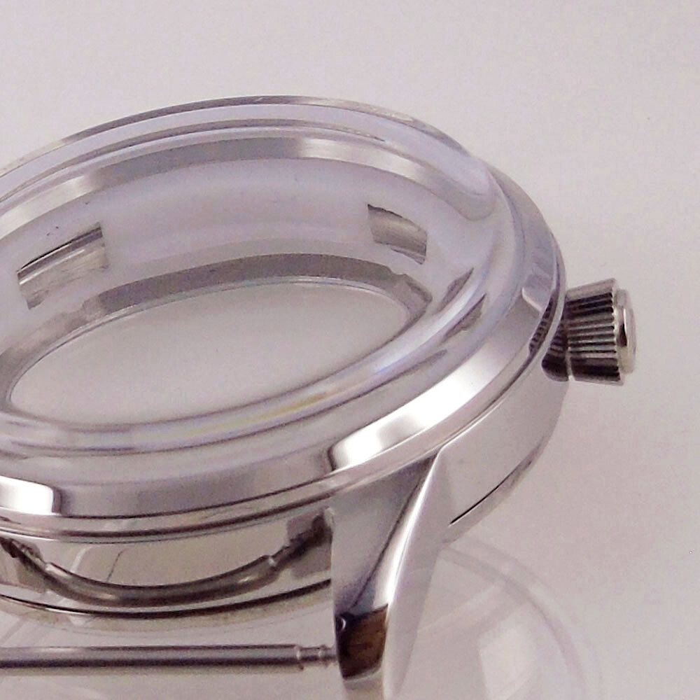 40mm Polish Silver Watch Case Bracelet Fit NH35 NH36 NH38 Black White 35mm Dial
