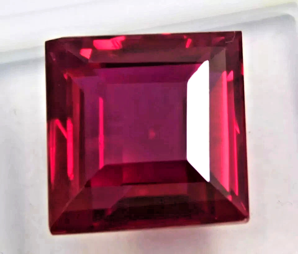 Natural Princess Cut Red Ruby 13 Ct Loose AGL Certified Faceted Gemstone
