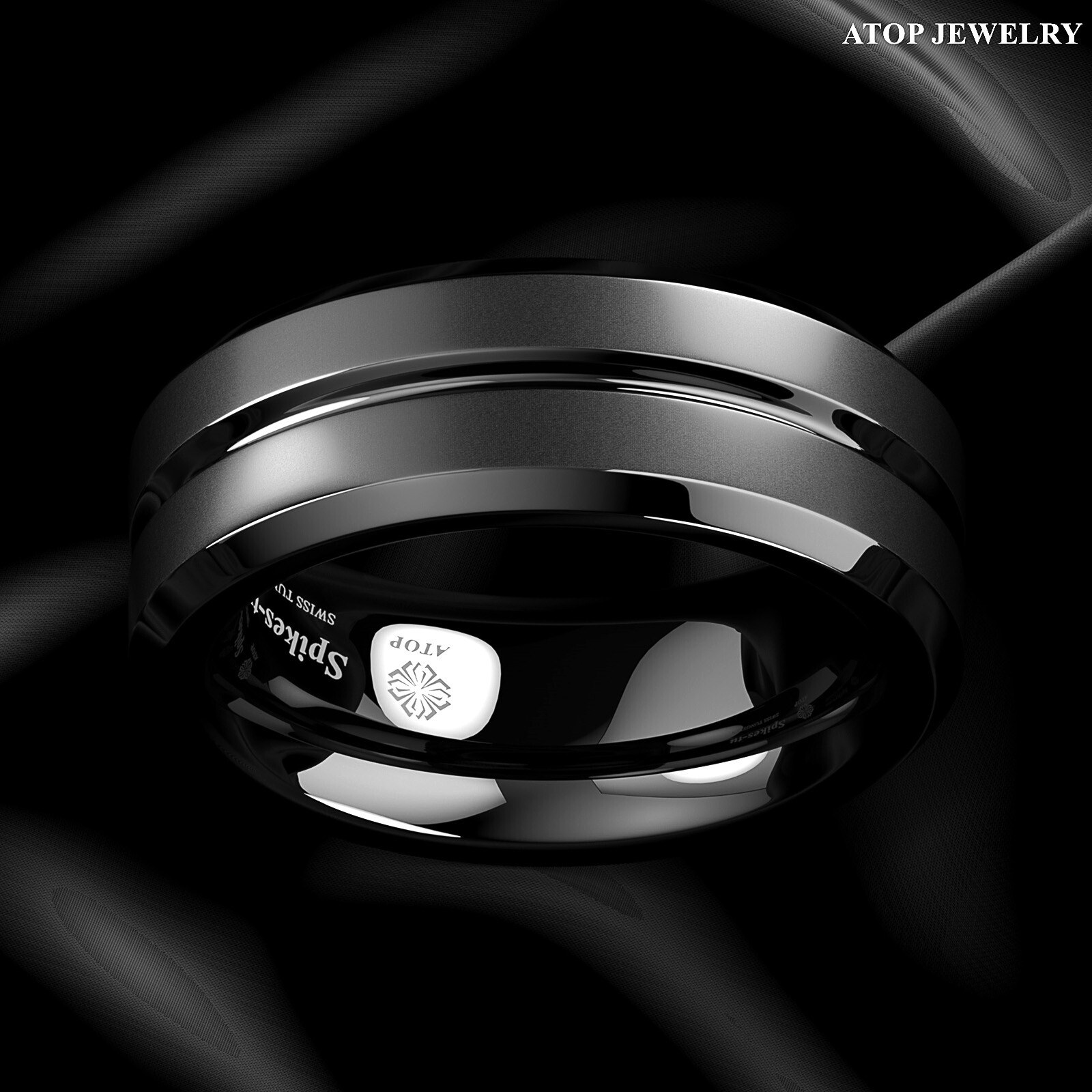 8mm Tungsten Ring Wedding Band Black Brushed Comfort Fit Men Jewelry ATOP