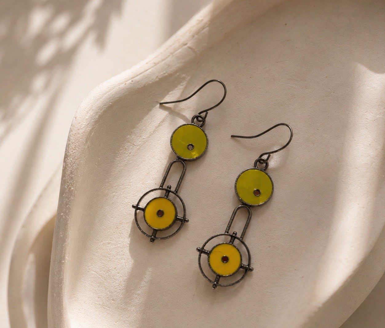 Free People Geometric Silver Earrings Museum Modern Art VTG Boho Retro Abstract