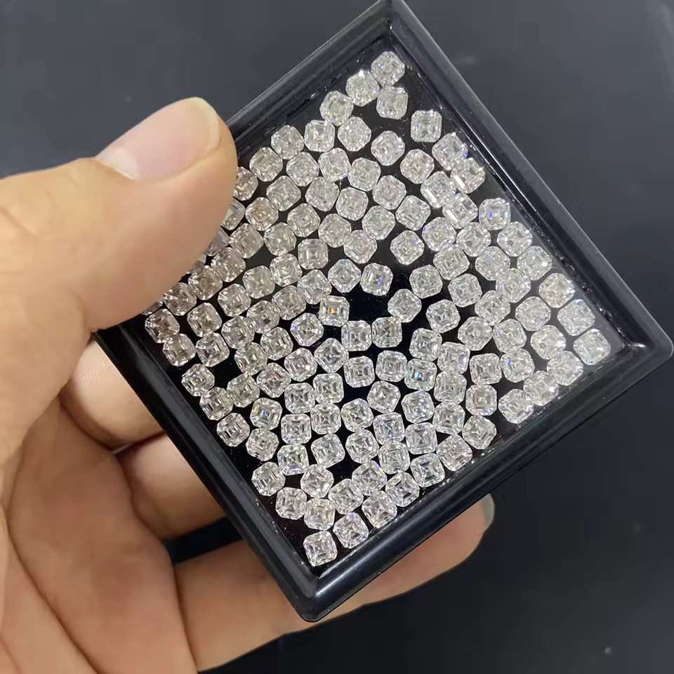 Moissanite Asscher Loose Stone D Color VVS1 GRA Certified 3mm-14mm 0.1CT-10CT