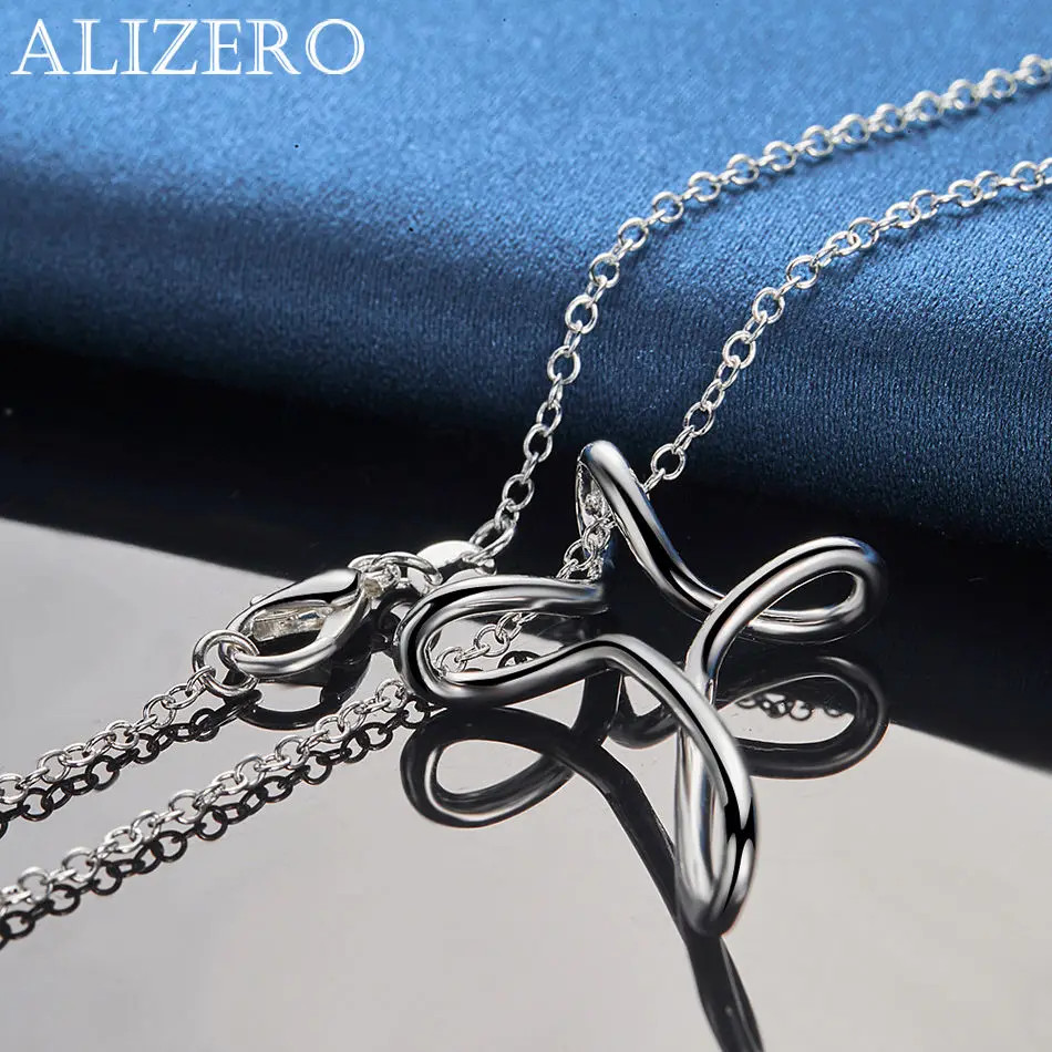 ALIZERO 925 Sterling Silver Necklace 16-30 inch Chain Twisted Cross Pendant