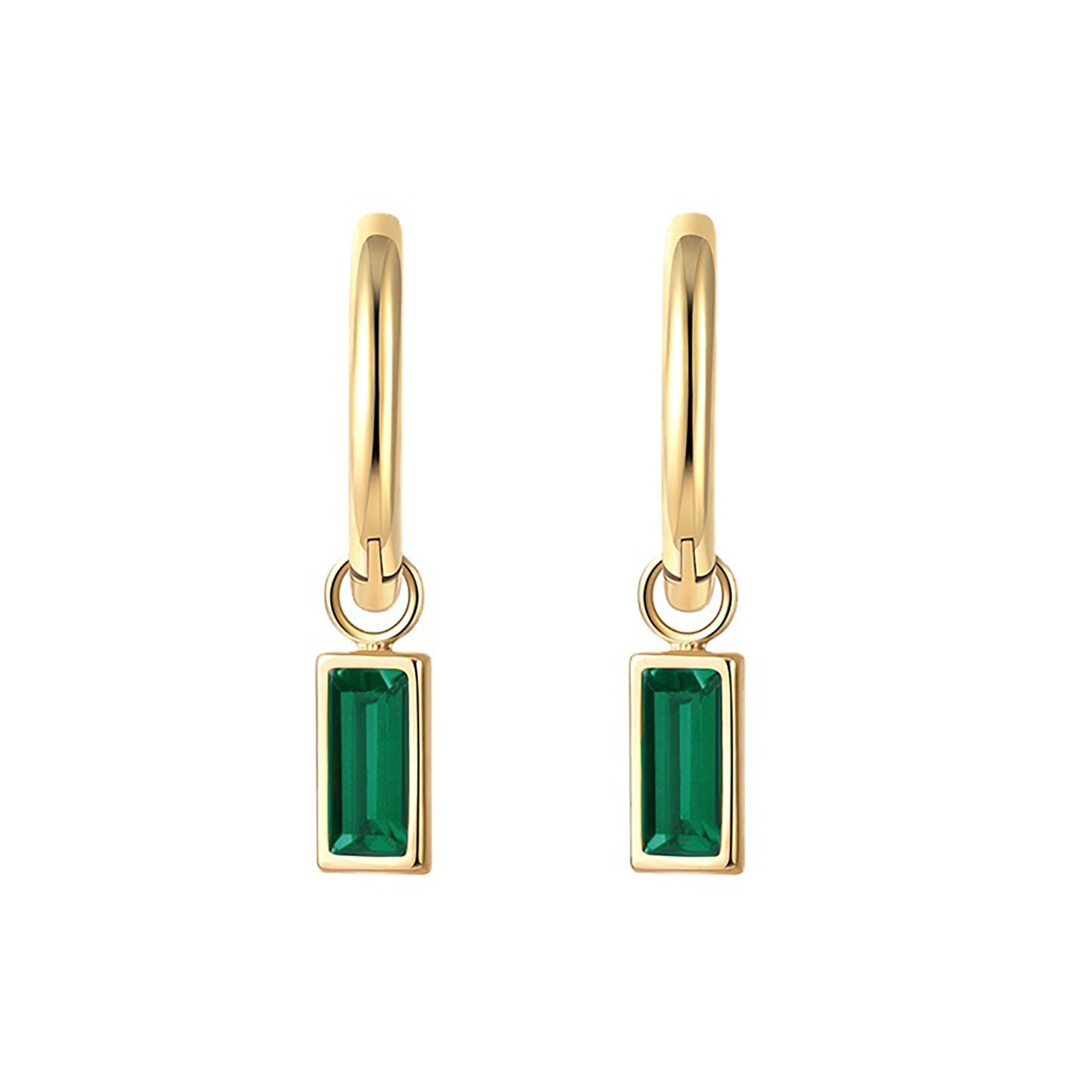 Titanium F-136 Emerald Zircon Huggies Hoop Earrings – Sold as a pair