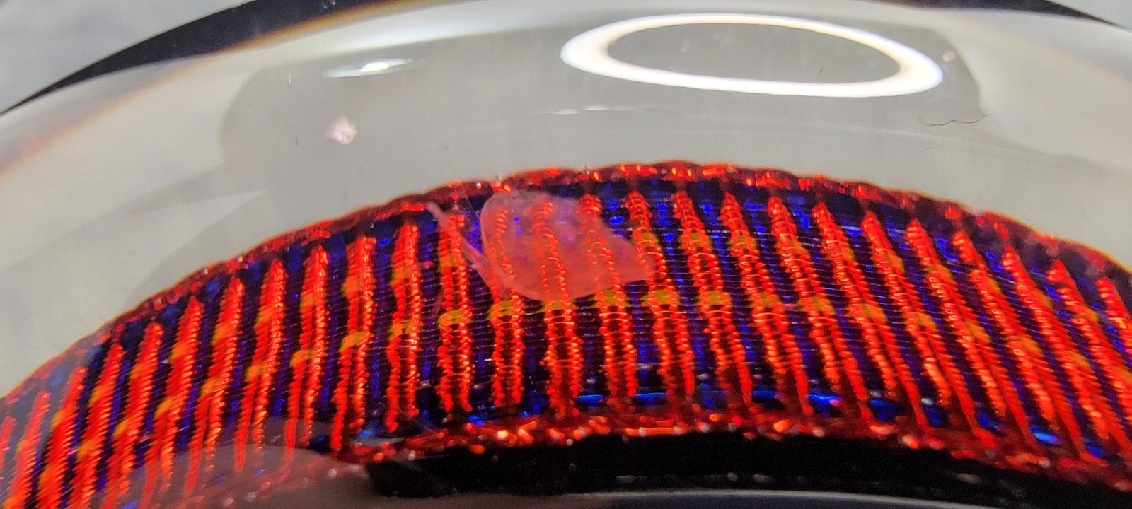 VTG 60s Pop Art Lucite Bracelet Red Blue Striped Foil Backed Chunky Bangle