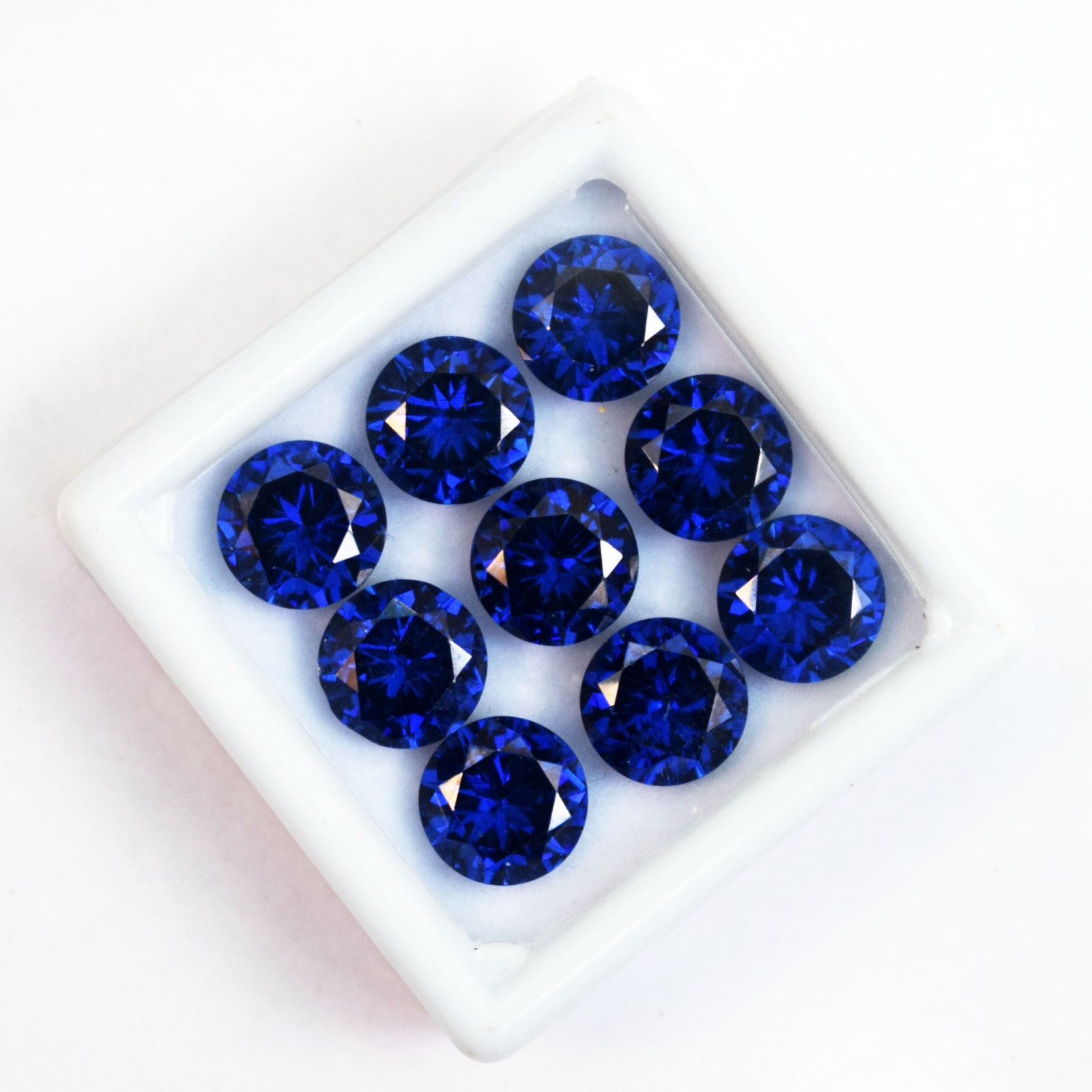 40 CT Flawless Royal Blue Sapphire Round Cut Certified Loose Gemstone 9 Pcs Lot