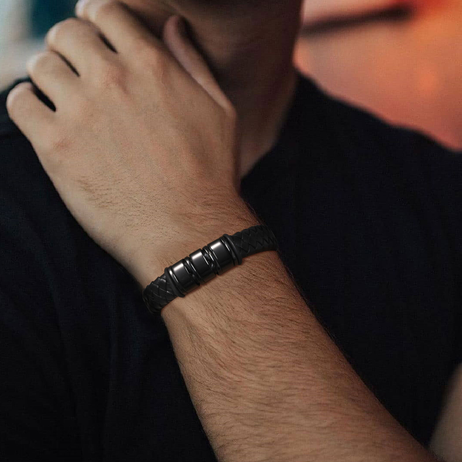 Personalised Men Leather Bracelet Custom Beads Family Name Christmas Gift Dad