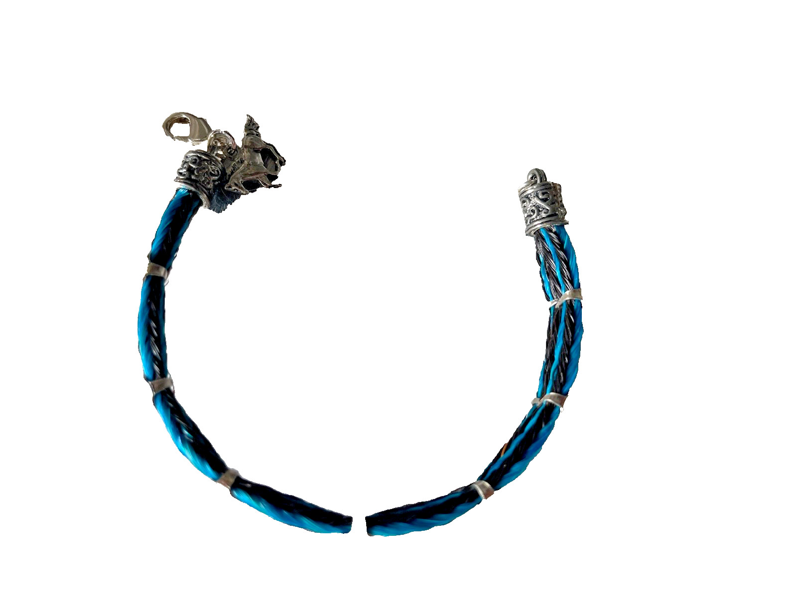 Western Womans Bracelet 7 3/4 x 3/8 in Horsehair Silver Concho Lobster Multicolo