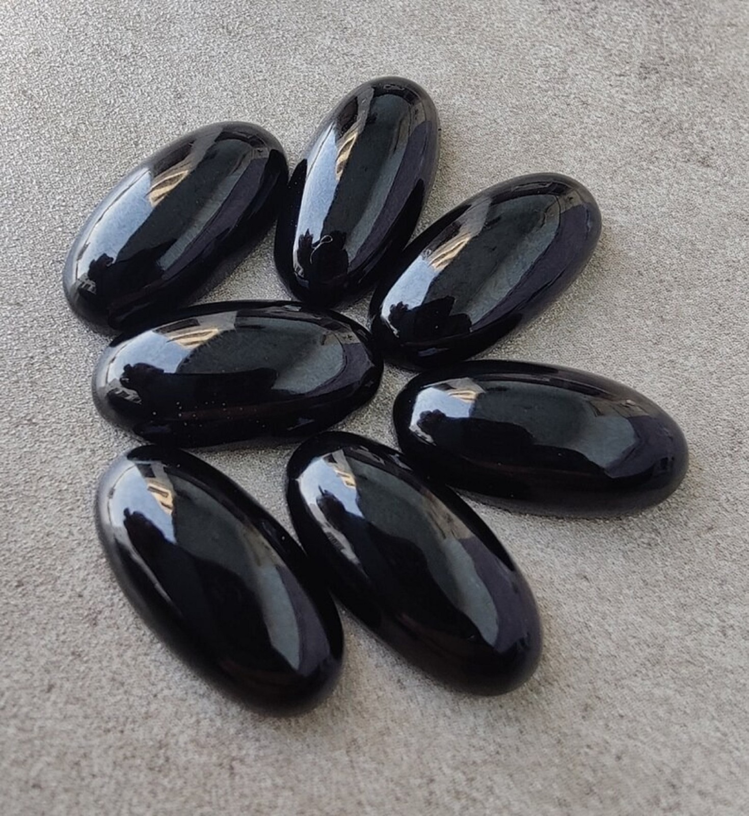 Natural Black Onyx Long Oval Cabochon AAA Grade Loose Gemstone