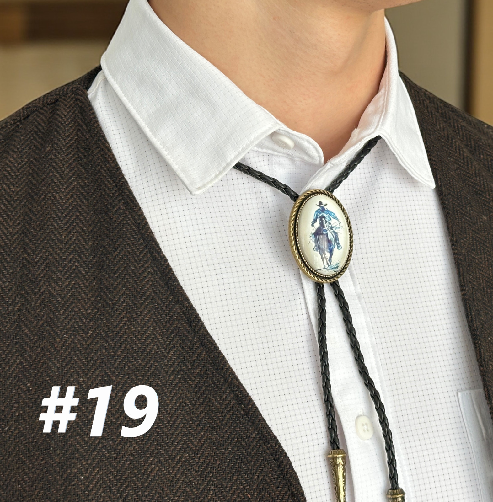 Bolo Tie Mens Wedding Necklace 38″ Leather Rope Western Cowboy Style