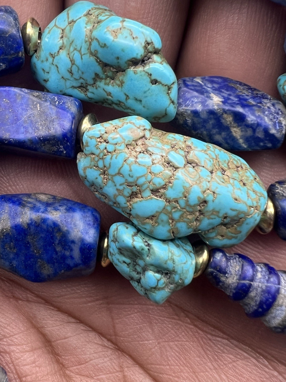 Turquoise Lapis Lazuli’s Mix Beads Strings Male Vintage Beads Vintage Jewellery