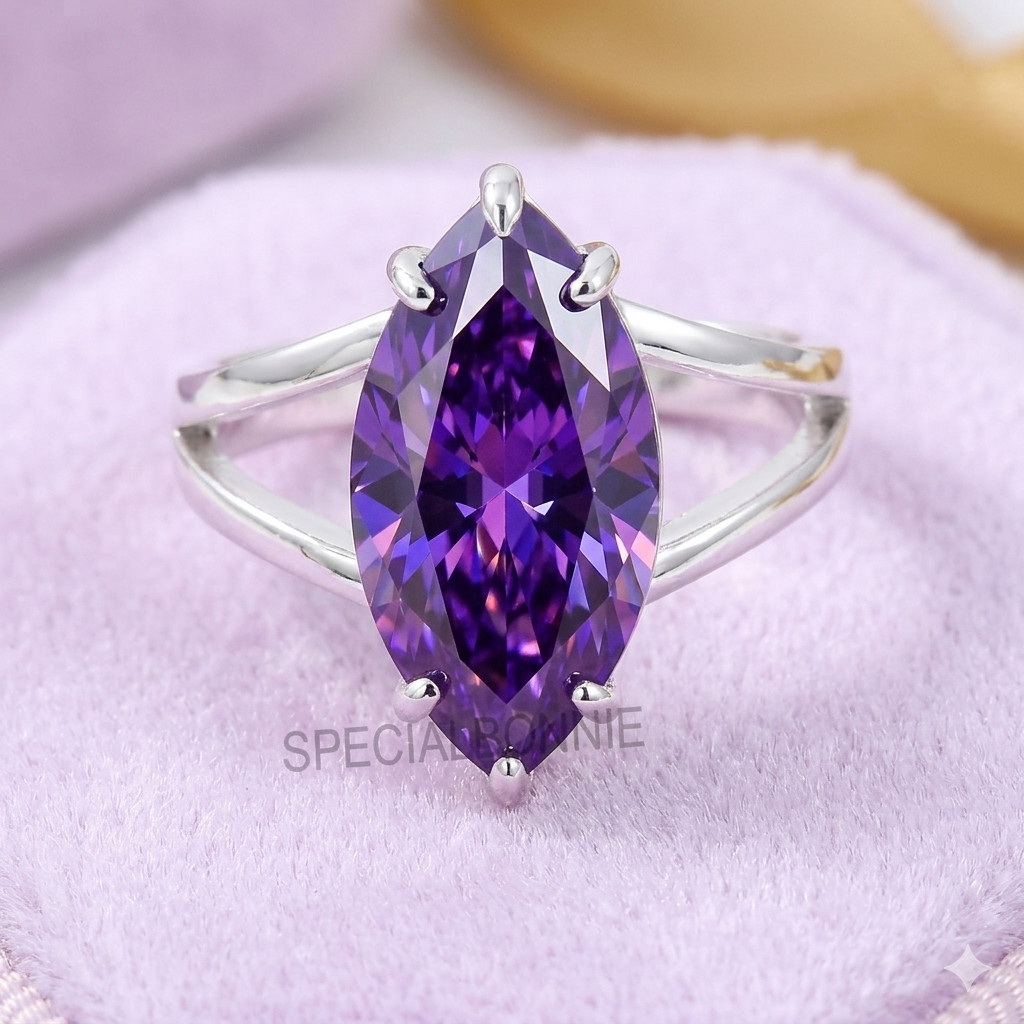Elegant 3 Ct Certified Purple Diamond Solitaire Ring-Great Shine-Tariffs FREE