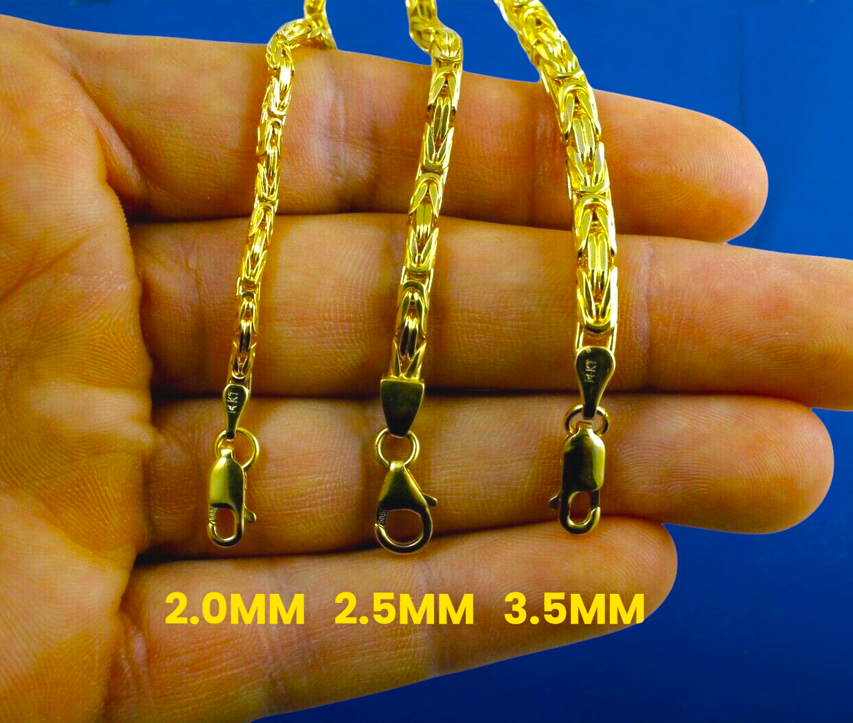 14K Yellow Gold 2mm-5mm Byzantine Square Box Chain Necklace All Sizes Real