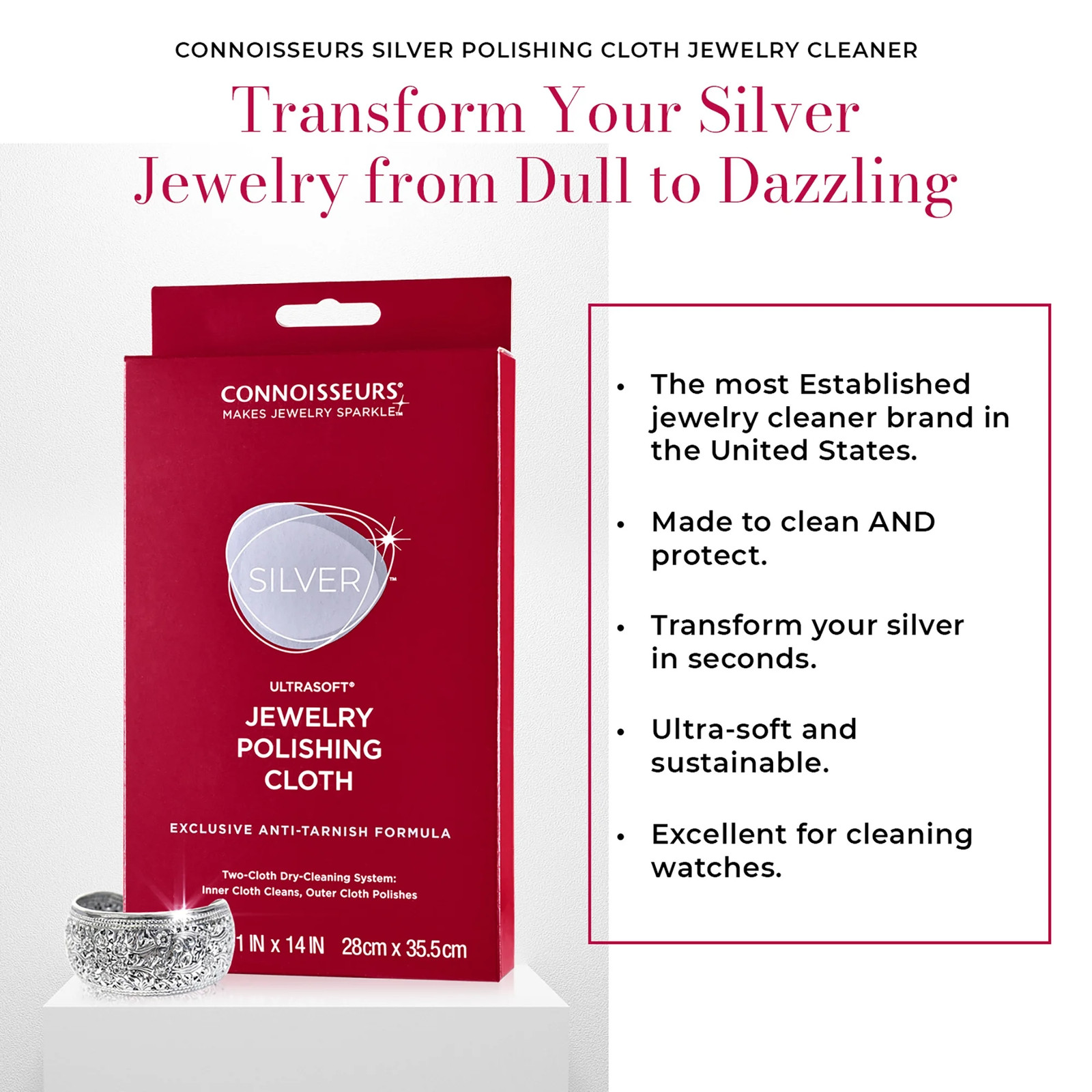 Connoisseurs Silver Jewelry Polishing Cloth