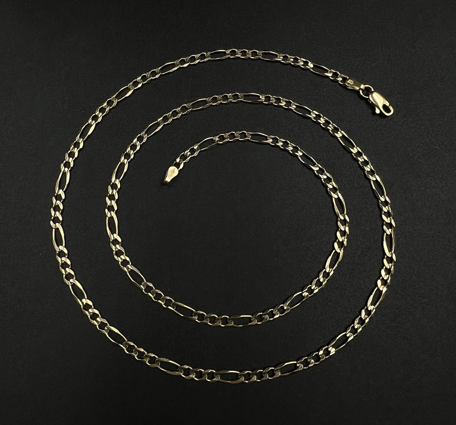 21.75” 14K Solid Yellow Gold Diamond Cut Figaro Chain | 9.04g | 3.2mm | Italy |