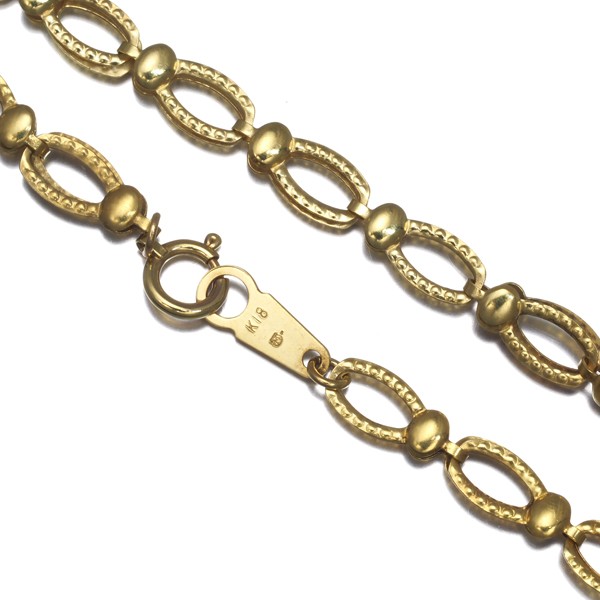 Auth Mikimoto Chain Necklace Oval Link 40cm 18K 750 Yellow Gold