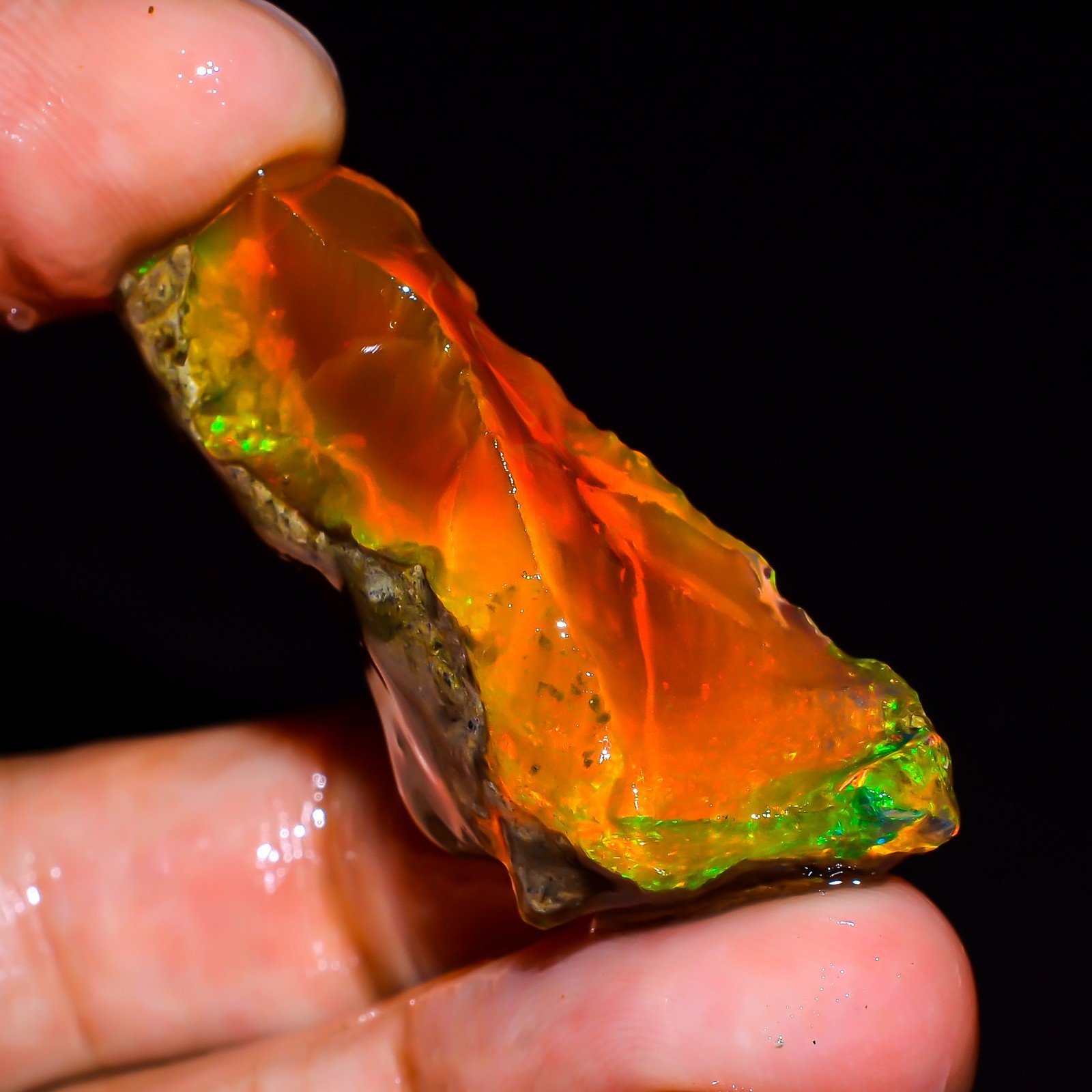 26 Ct Fire Opal Ethiopian Natural Oil Rough Gemstone For Jewelry 31x17x12 mm