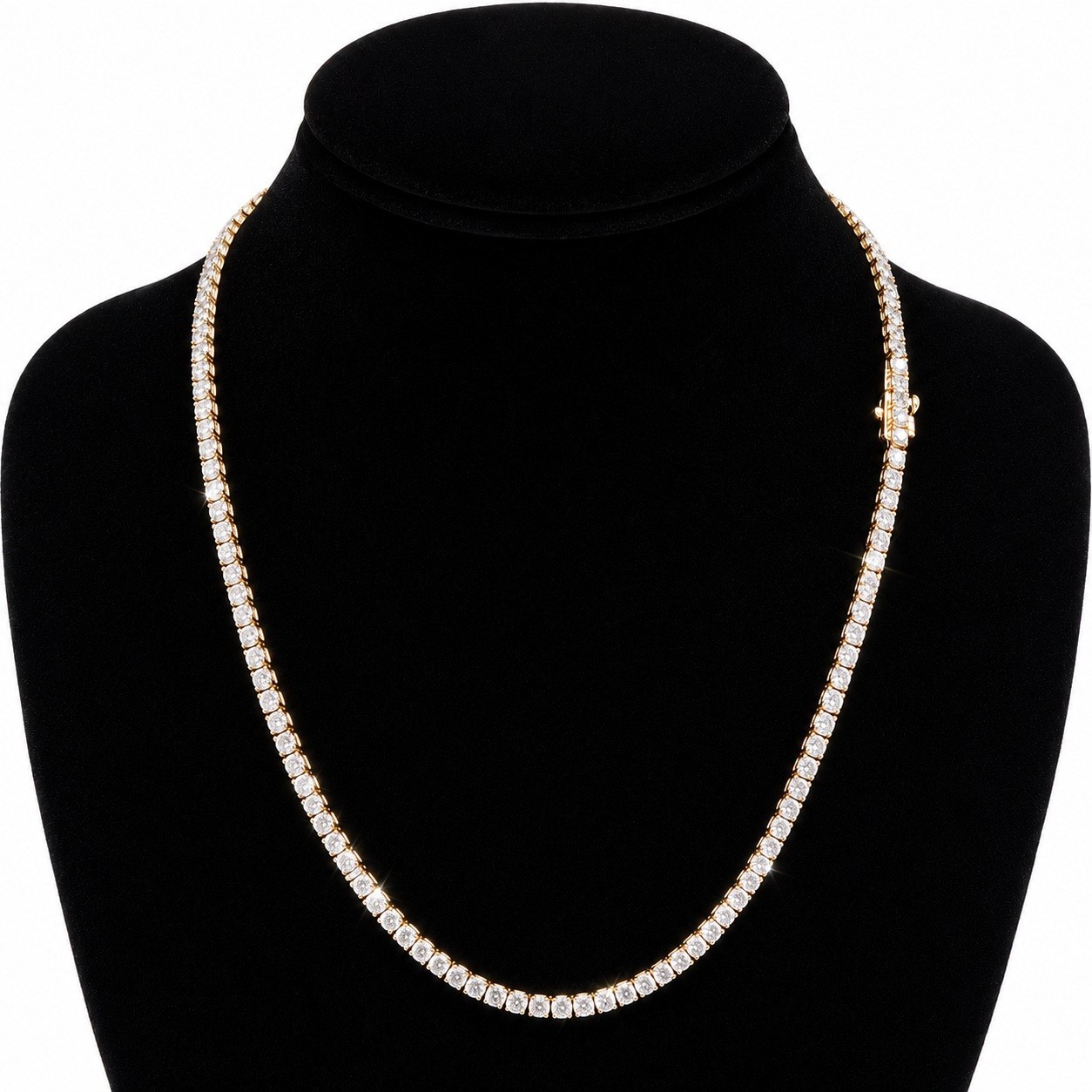 10.00 Ct Lab Grown Diamond Tennis Necklace 14k Yellow Gold 13 Gm E F VVS 17 Inch