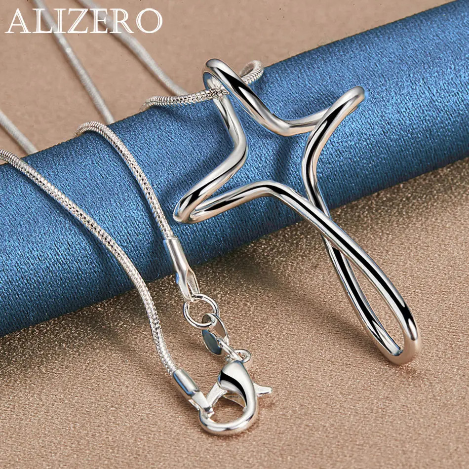 ALIZERO 925 Sterling Silver Necklace 16-30 inch Chain Twisted Cross Pendant