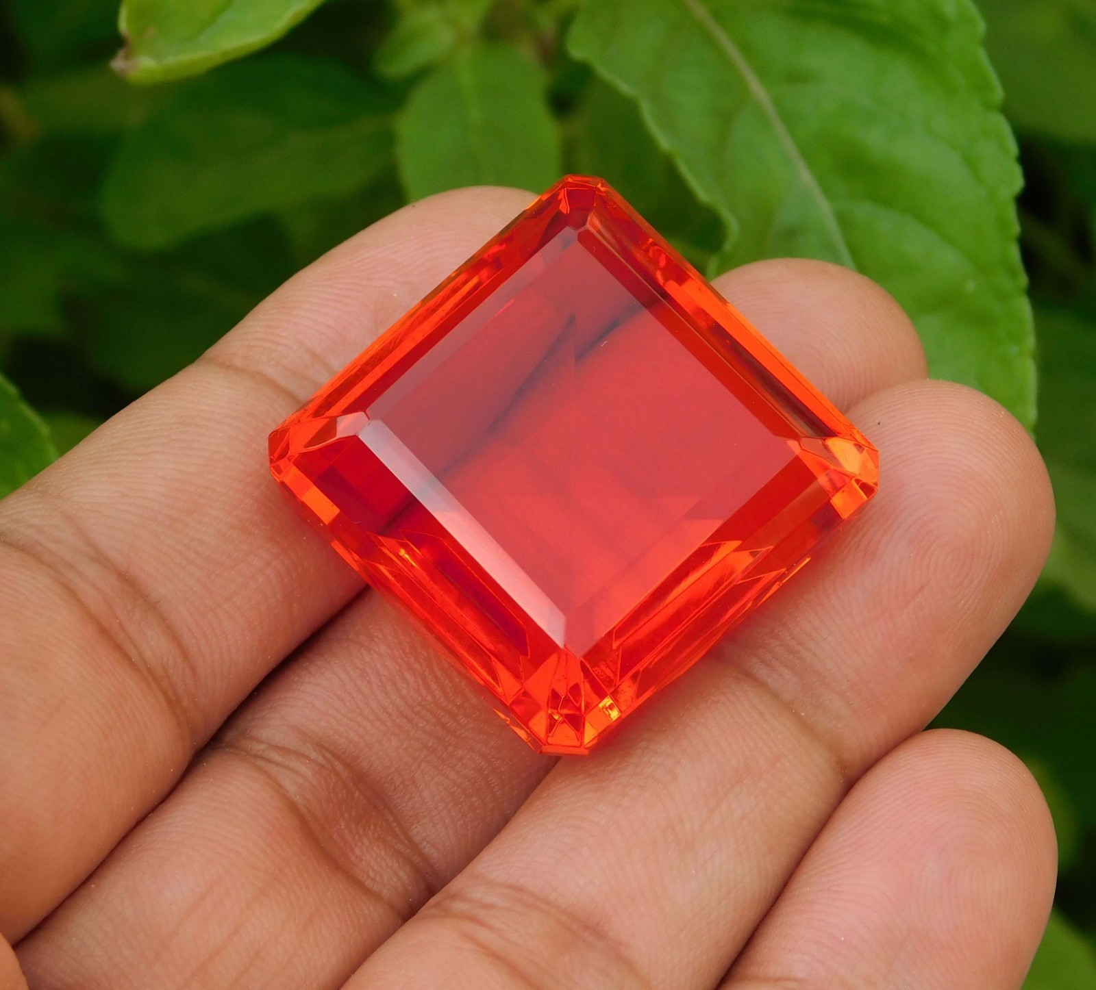 121.00Ct. Huge Natural Square Cut Mexican Orange Fire Opal Loose Gemstone