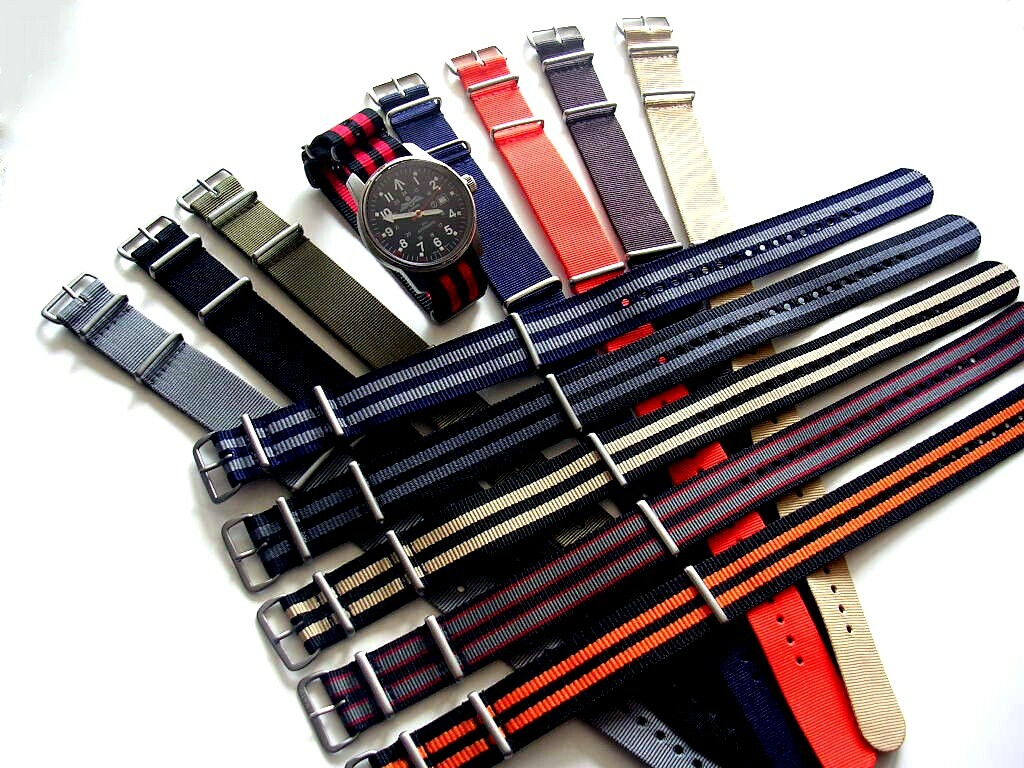 18mm Black Grey NATO g10 Prem nylon watch band 2pak RAF Bond IW SUISSE 20 22 24