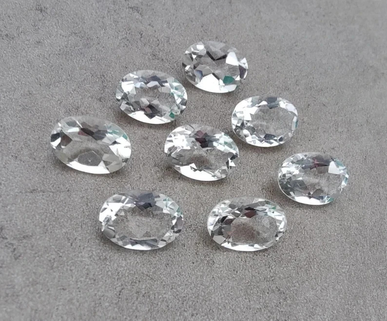AAA+ Natural Crystal Quartz Faceted Oval Shape Loose Gemstone For Jewelry Making
